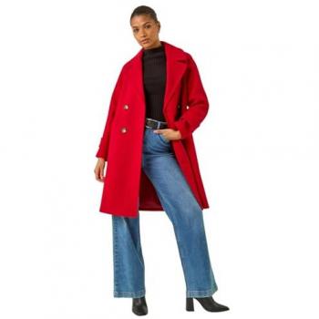 Premium Quilted Red Button Coat for Women – Roman Style