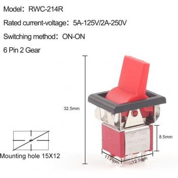 Interruptor de palanca mini SPDT 2/3 posiciones 5A125V 2A250V ON-OFF-ON 5 unidades por lote