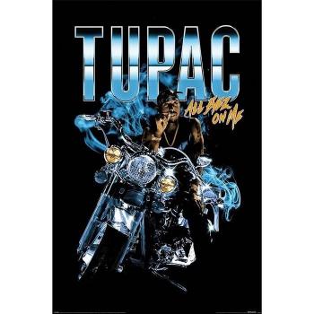 Tapis de sol Moto Tupac Shakur All Eyez – 91,5 cm, Bleu Noir
