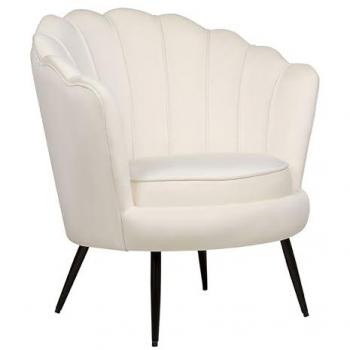 Sillón de Diseño Retro Lovikka en Terciopelo Blanco Crema