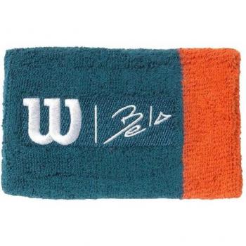 Muñequera Wilson Bela II Extra Ancha Azul Marino y Naranja