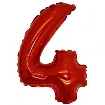 Palloncino Gigante Mylar Numero 4 Rosso per Compleanni