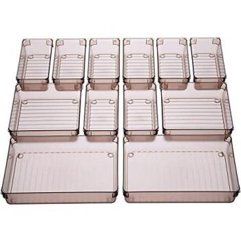 Drawer Organizer Set of 12 with 60 Non-Slip Silicone Pads