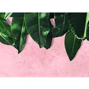 Feuilles en Motif Vert et Rose – Papier Peint 350x255 cm