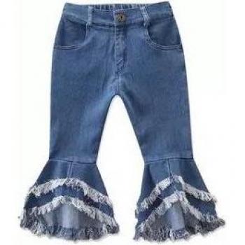 Pantalon Évasé Denim Fille Petit Gland 1-5 ans