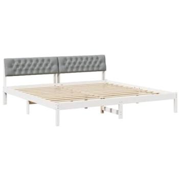 Lit avec tête de lit élégante blanc et gris clair 200 x 200 cm