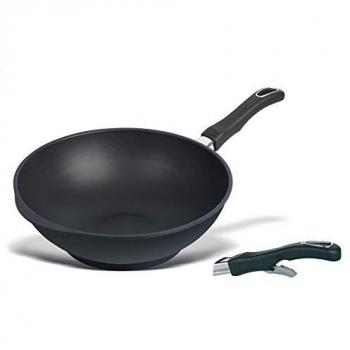 Wok 30 cm pour induction avec poignée amovible, couleur noire – GASTROLUX