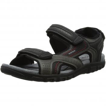 Geox Uomo Sandal Strada D Riemchensandalen, Grau (Grey/Black)