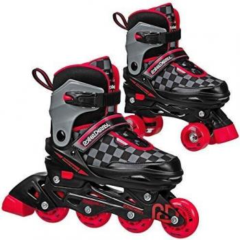 Roller Derby Boys' 2-in-1 Inline and Quad Skate Combo, Black/Red, Medium (3-6)