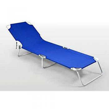 Lettino in alluminio neffy shop di forma rettangolare e colore blu per adulti