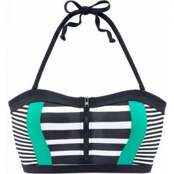 KangaROOS Schwarz-Weiß Bustier‑Bikini Anita – Größe 34, Softcup‑Design