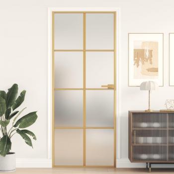 Porta de Interiores VidaXL com Vidro Temperado Dourado