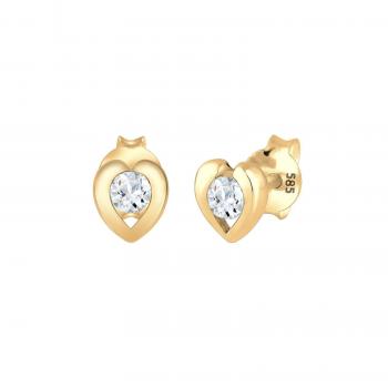 Elli Premium Herz‑Stecker mit 1 ct Topas, 585 Gelbgold