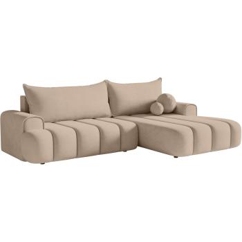 Canapé d'angle droit en velours beige
