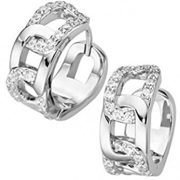 Paar Creolen GIORGIO MARTELLO MILANO mit Zirkonia, Silber 925 Ohrringe