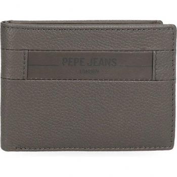 Cartera Pepe Jeans Checkbox Gris de Cuero Genuino