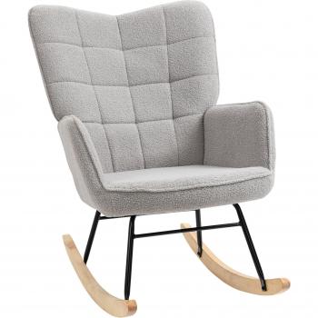 Rocking Chair Élégant en Tissu Gris