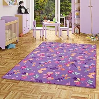Lila Kinder-Teppich Snapstyle Schmetterlingsdesign – 24 Modelle