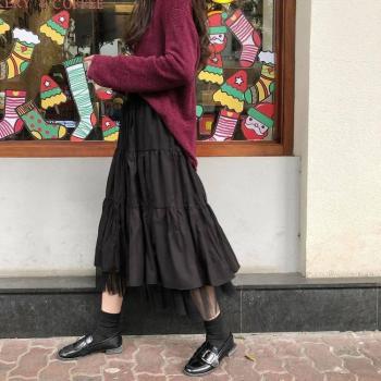 Korean Style A-line Midi Skirt for Women with 2 Layers of Tulle