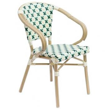 Silla de jardín de ratán y aluminio verde