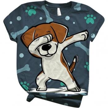 Camiseta Harajuku para mujer en talla grande, manga corta, top informal con estampado de animales en 3D, cuello redondo