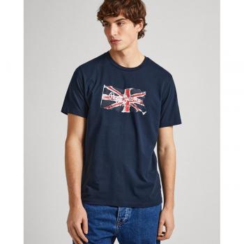 Pepe Jeans T‑shirt Clag Bleu Marine, Rouge & Blanc – Homme, S