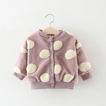 Chaqueta de abrigo polar para bebé niña, ropa de invierno con lunares 3M-4Y, vestimenta de nieve informal para niños