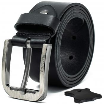 Breiter Leder Gürtel 40mm Herren Schwarz mit Geschenkbox