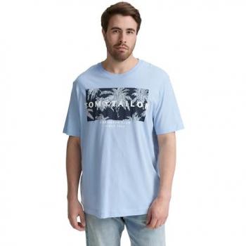 TOM TAILOR Herren T-Shirt Plus-Size, 2XL, blaue Uni‑Print