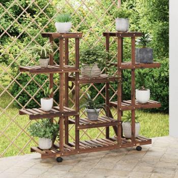 Support de jardin roulant 110x25x115 cm en bois de pin massif
