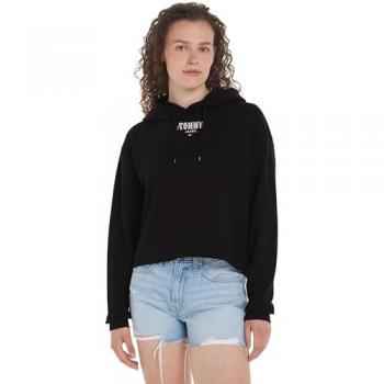 Tommy Hilfiger Womens L Black Hoodie – Fashionable Sweater Collection