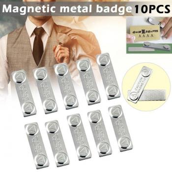 Étiquettes de Nom Magnétiques en Métal 10 pièces