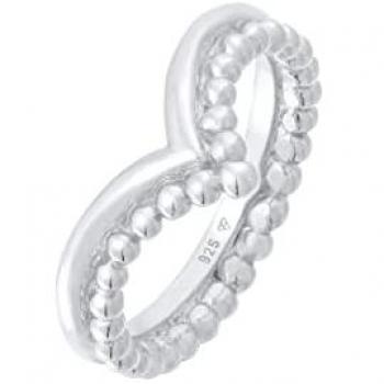 Elli Fingerring »Ring Kugel Design V-Form Stacking 925 Silber«