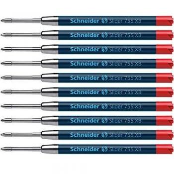 Recharge stylo Schneider Slider 755 rouge XB 10 pièces
