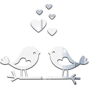 Acryl Spiegel Aufkleber Vogel Liebe 3D für Valentinstag Dekoration