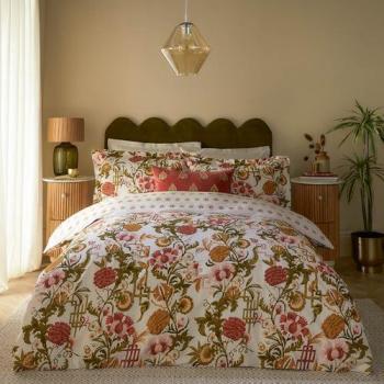Paoletti Ishana Floral Duvet Set in Burnt Orange