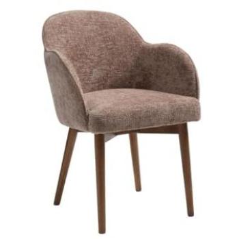 Chaise confortable avec accoudoirs en tissu et bois d'hévéa