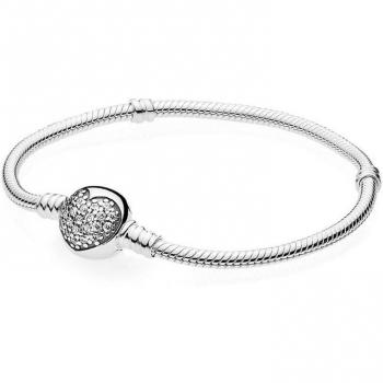 Pulsera de plata con corazón y circonitas 590743CZ-19