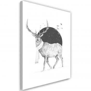 Hiver Nocturne : Cerfs en Noir-Blanc