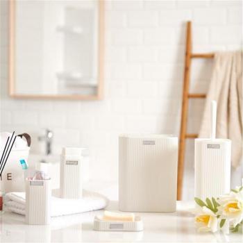 Set di accessori per il bagno Ocean Home, 5 pezzi rigati bianchi