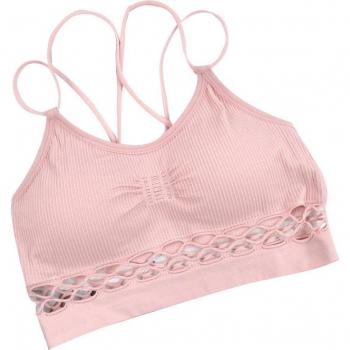 Bra Acolchado de Fitness en Negro, Blanco y Rosa
