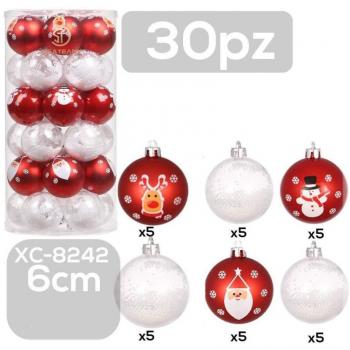Paquete de 30 Bolas de Navidad de 6 cm para Decoración de Árbol Xc-8242