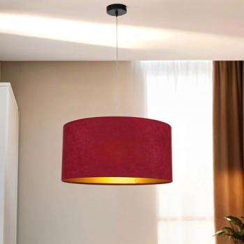 LICHT-ERLEBNISSE Hängelampe E27 Rot Gold Stoff Metall Retro