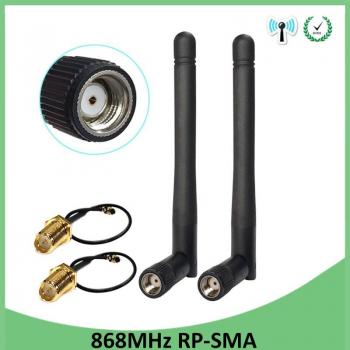 Conector Antena 3 dBi RP-SMA (Paquete de 2) – 868/915 MHz, GSM 915, resistente al agua, 21 cm, cable con SMA macho a u.FL