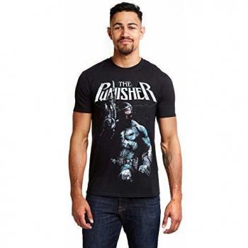 Camiseta Negra Marvel Punisher Stance, Talla XL