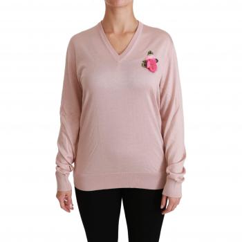 Dolce & Gabbana Women's Pink Floral Silk Sweater