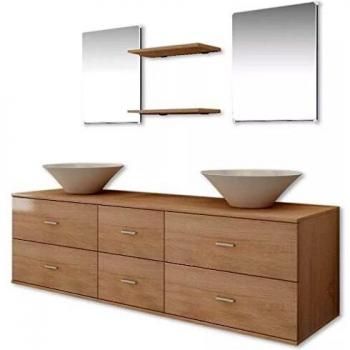 VidaXL Beige Bathroom Furniture and Sink Set 7 Pieces