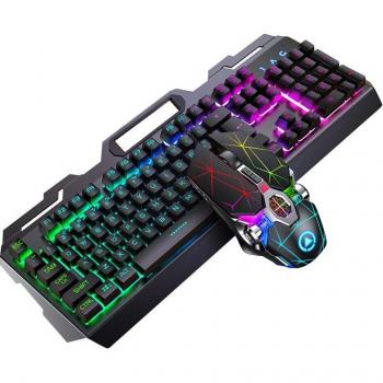 Combo Juego Aluminio RGB 104 teclas + Ratón con móvil