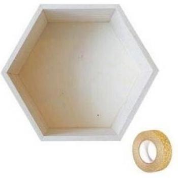 Scaffalature Esagonali WoodDoit 27x23,5x10 cm + Nastro Oro 5m