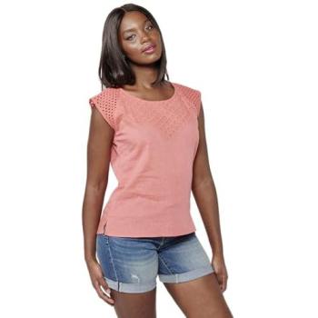 Blusa de Algodón Coral con Bordado para Mujer